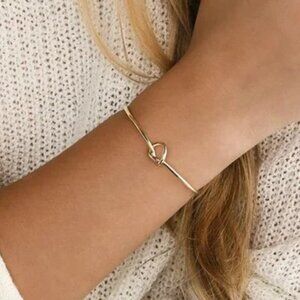 Lulus Let’s Tie the Knot Infinity Knot Bangle‎ Cuff Bracelet Gold Bronze Dainty